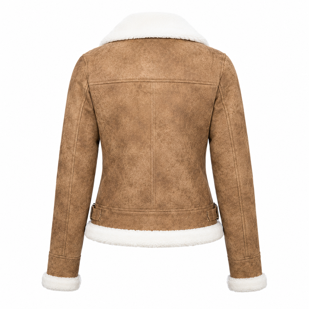 Women’s Brown Suede Leather Shearling Jacket