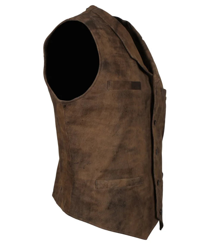 Men’s Distressed Brown Biker Leather Vest