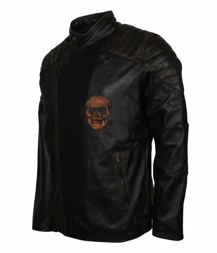 Ride Skull Cowhide Motorcycle Leather Jacket
