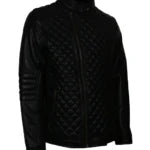 Diamond Quilted Black Real Leather Jacket