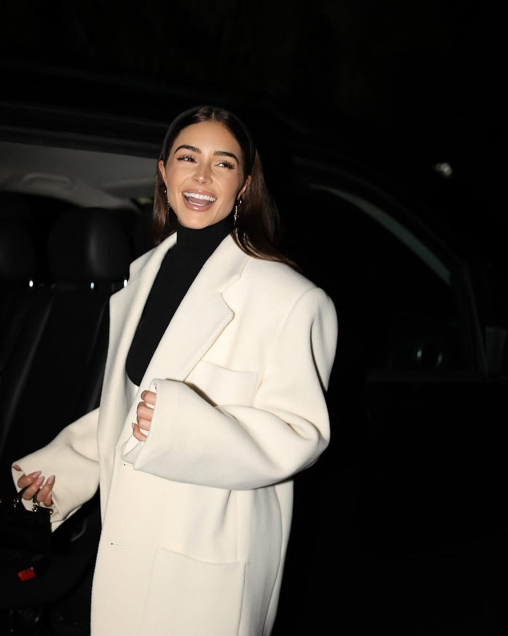 Luxury Ivory White Tailored Wool Blend Long Coat
