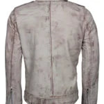 Iconic White Waxed Vintage Biker Leather Jacket