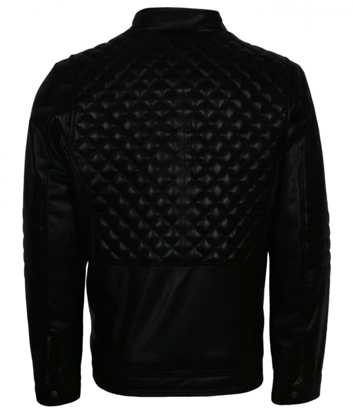 Diamond Quilted Black Real Leather Jacket