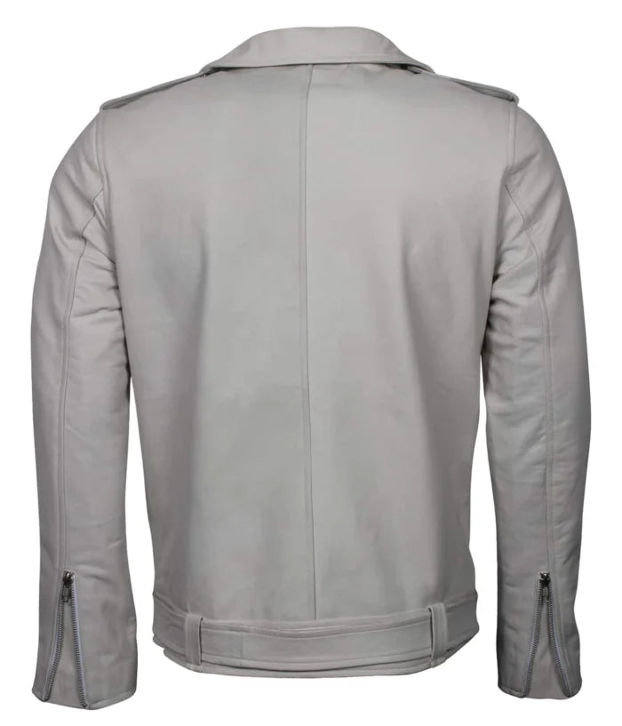 Premium Quality White Brando Lambskin Leather Jacket