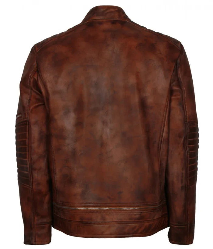 Classic Distressed Brown Leather Jacket – Vintage Style