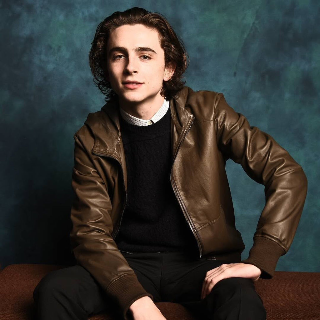 Timothée Chalamet Celebrity Style Brown Leather Jacket