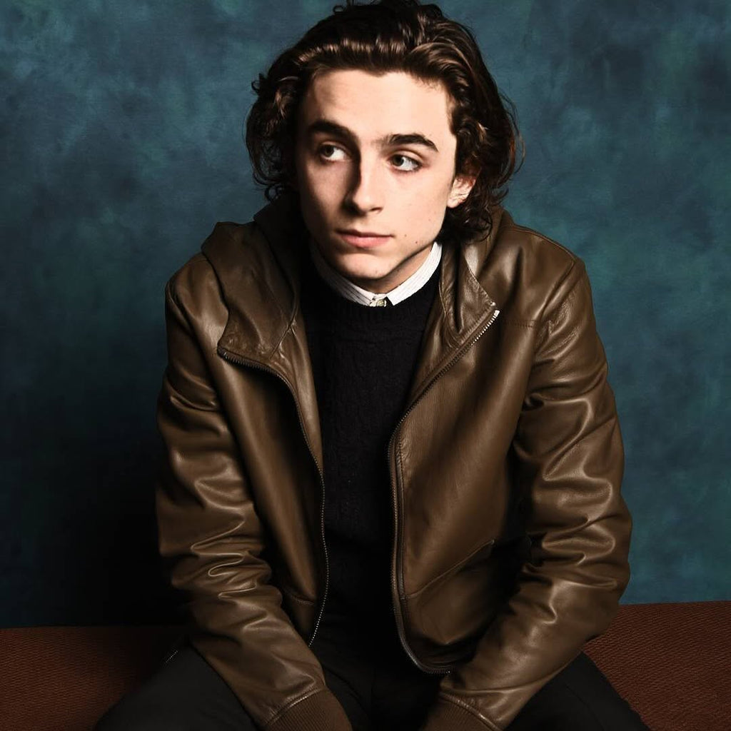 Timothée Chalamet Celebrity Style Brown Leather Jacket