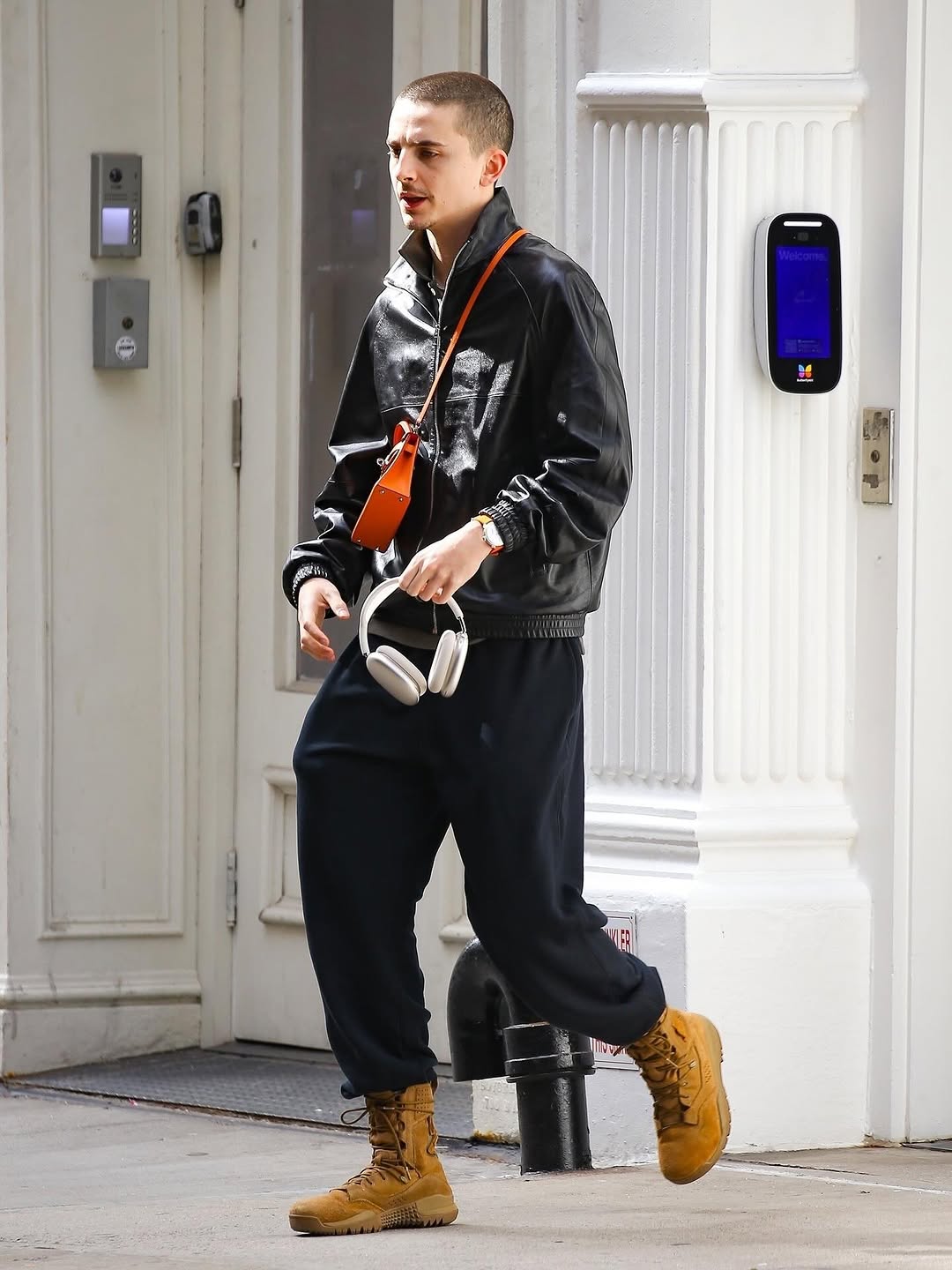Timothée Chalamet Casual Black Leather Bomber Jacket