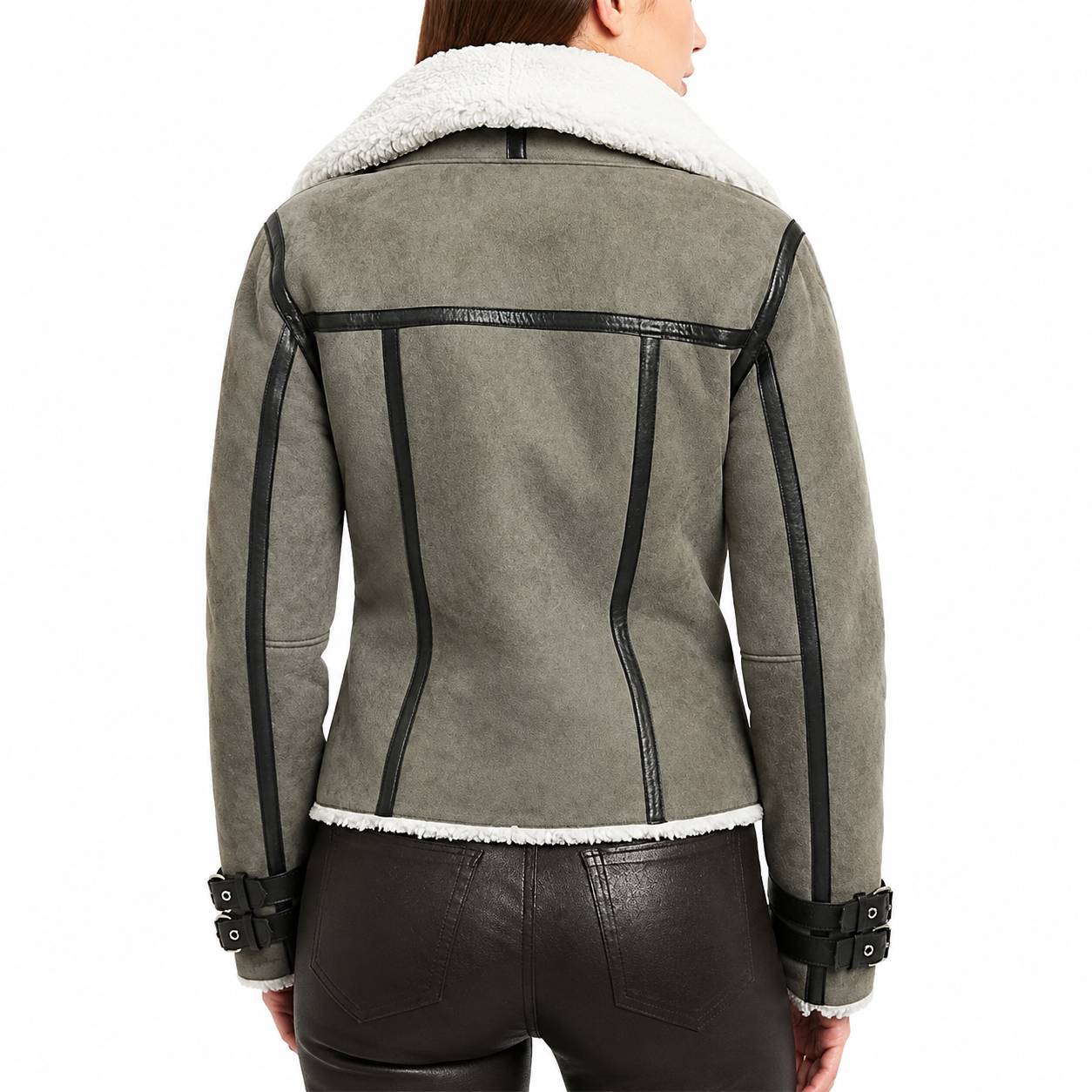 Hollywood Jackets Women’s B3 Bomber Shearling Suede Leather Jacket