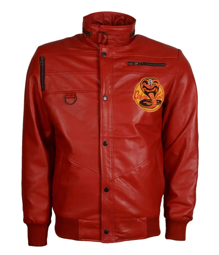 Men Snake Cobra Red Faux Leather Jacket – Premium Motorcycle Style Jacket