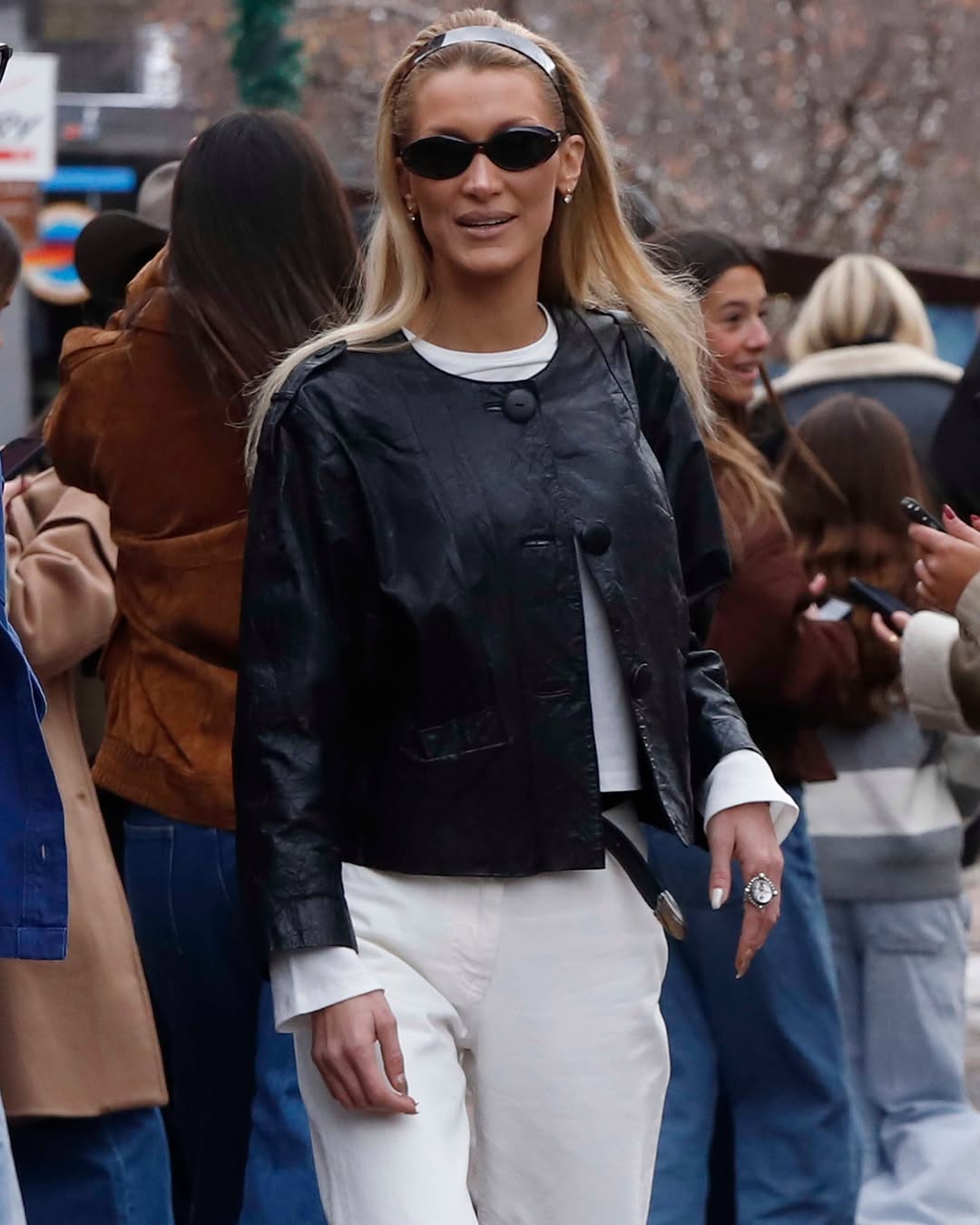 Women's Black Cropped Leather Jacket | Hollywood Jackets