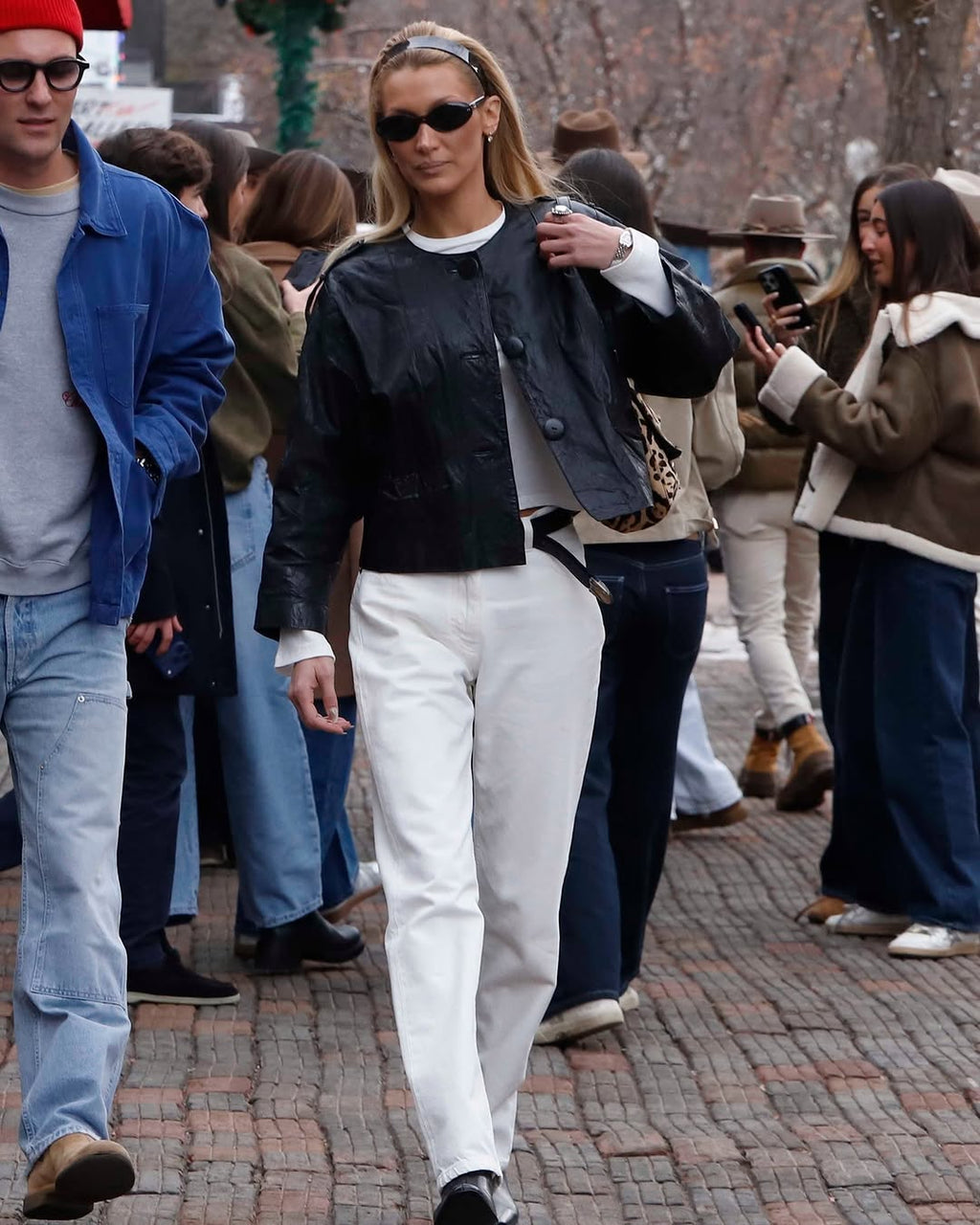 Women's Black Cropped Leather Jacket | Hollywood Jackets
