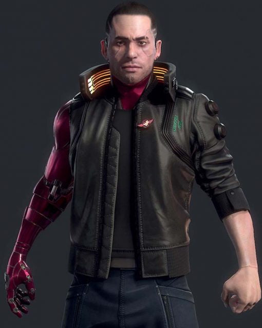 Hollywood Jackets Cyberpunk 2077 V Nomad Black Leather Vest