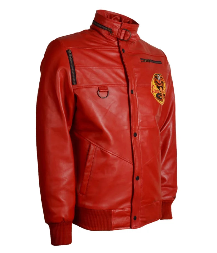 Men Snake Cobra Red Faux Leather Jacket – Premium Motorcycle Style Jacket