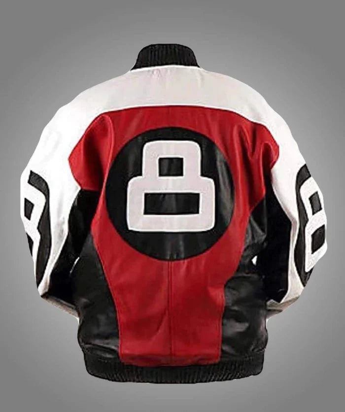8 Ball Red Black and White Leather Jacket