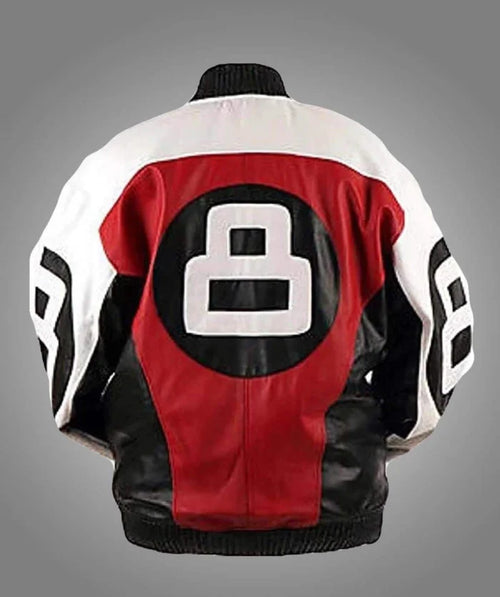 8 Ball Red Black and White Leather Jacket