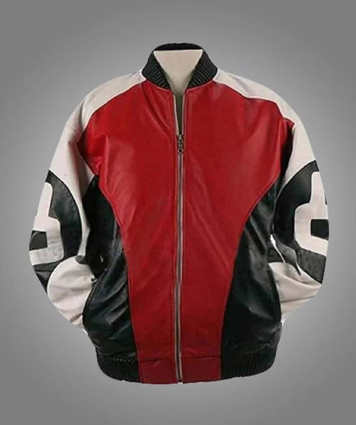 8 Ball Red Black and White Leather Jacket