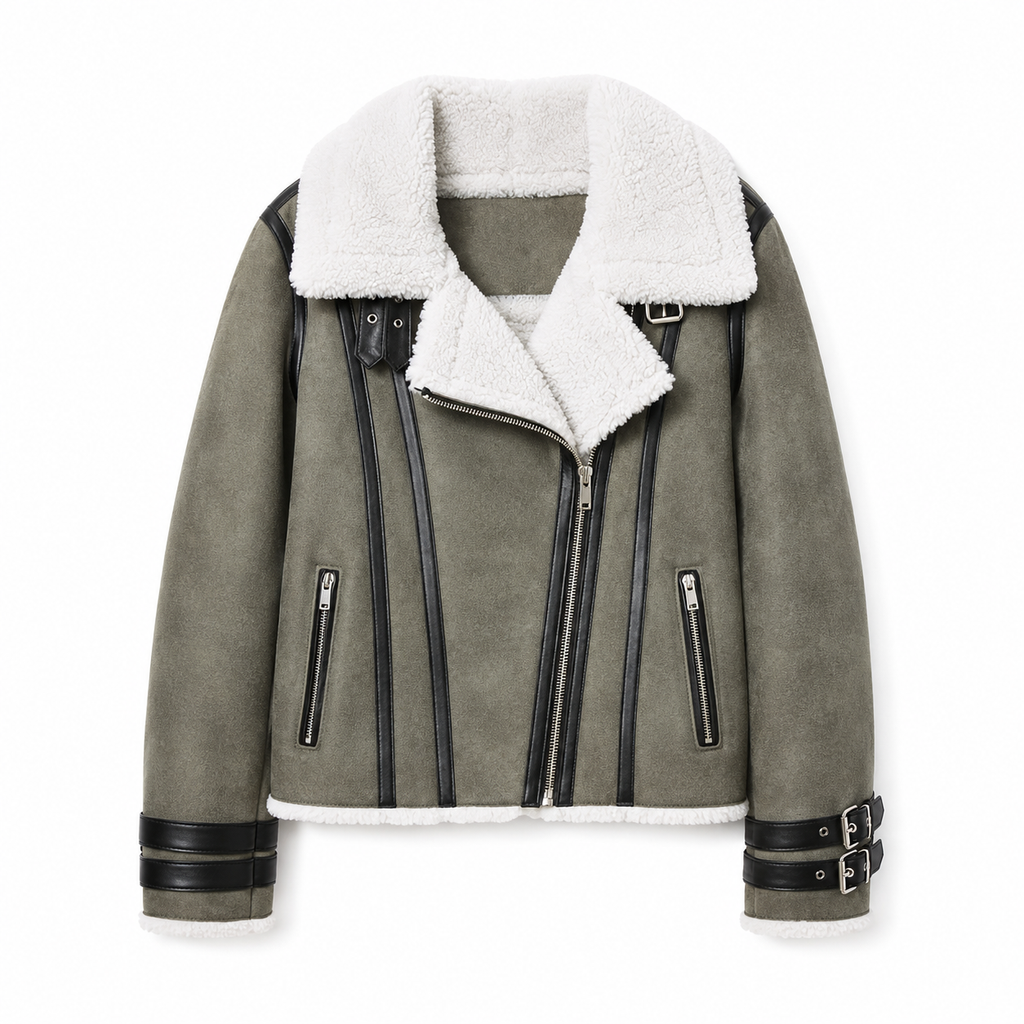 Hollywood Jackets Women’s B3 Bomber Shearling Suede Leather Jacket