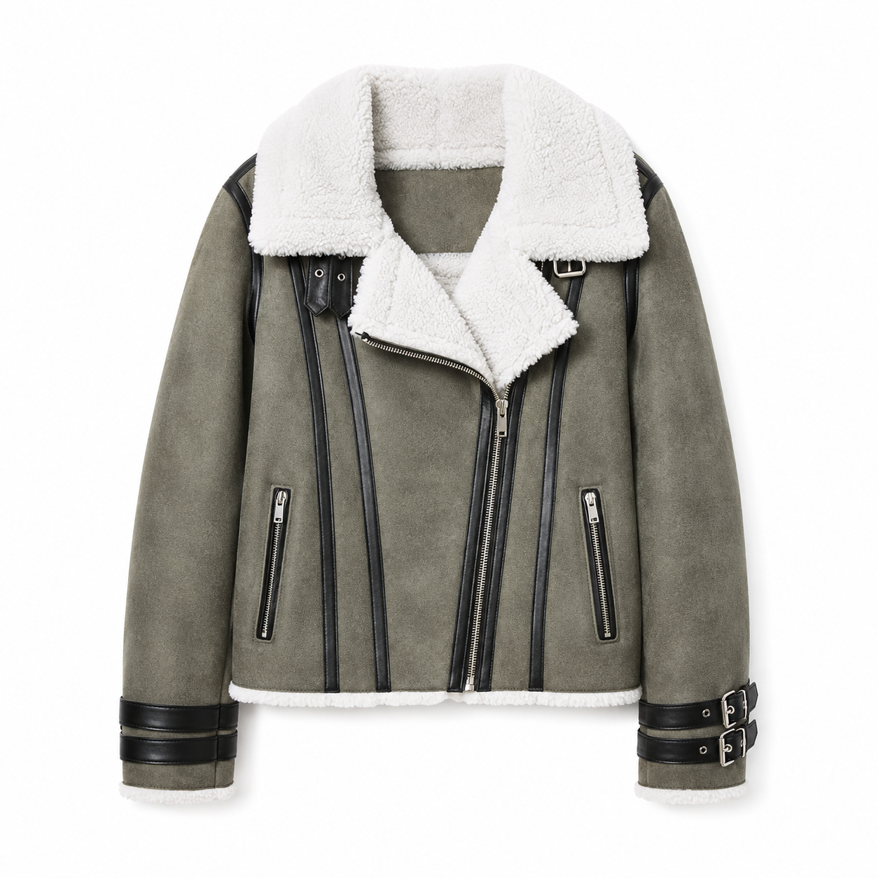 Hollywood Jackets Women’s B3 Bomber Shearling Suede Leather Jacket