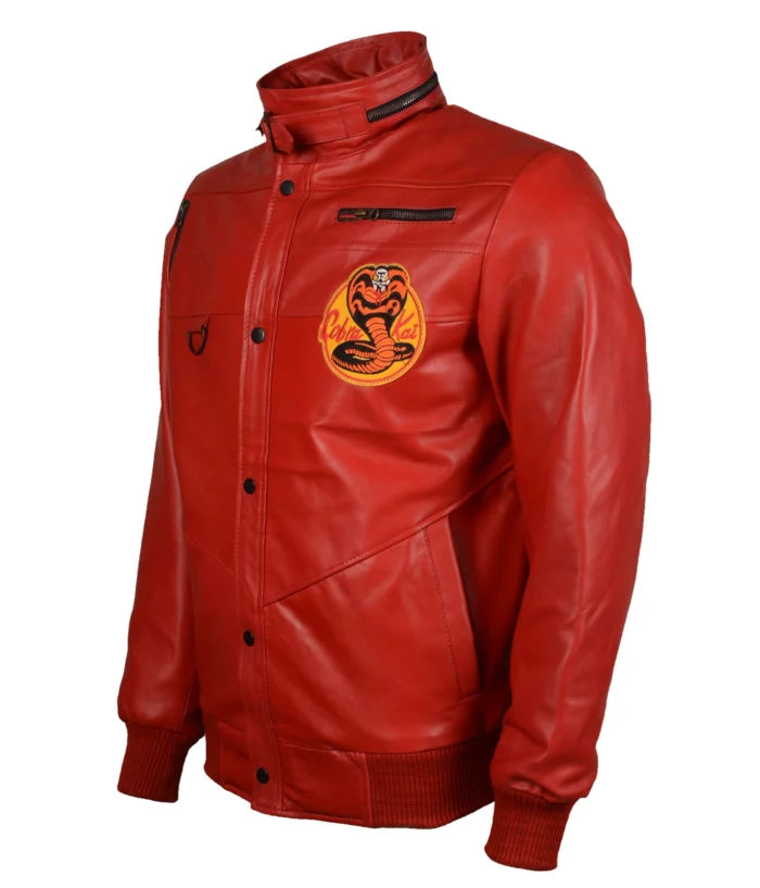 Men Snake Cobra Red Faux Leather Jacket – Premium Motorcycle Style Jacket