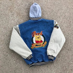 90s XXXTentacion Inspired Denim Hooded Varsity Jacket