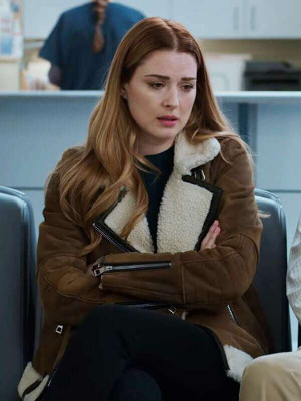 Hollywood Jackets Virgin River Melinda Monroe Brown Shearling Leather Jacket