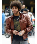 Hollywood Jackets Anchorman 2 Drake Style Brown Leather Jacket