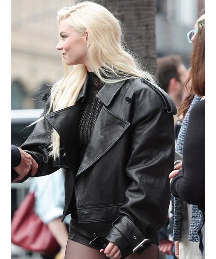 Hollywood Jackets Anya Taylor-Joy Black Biker Leather Jacket