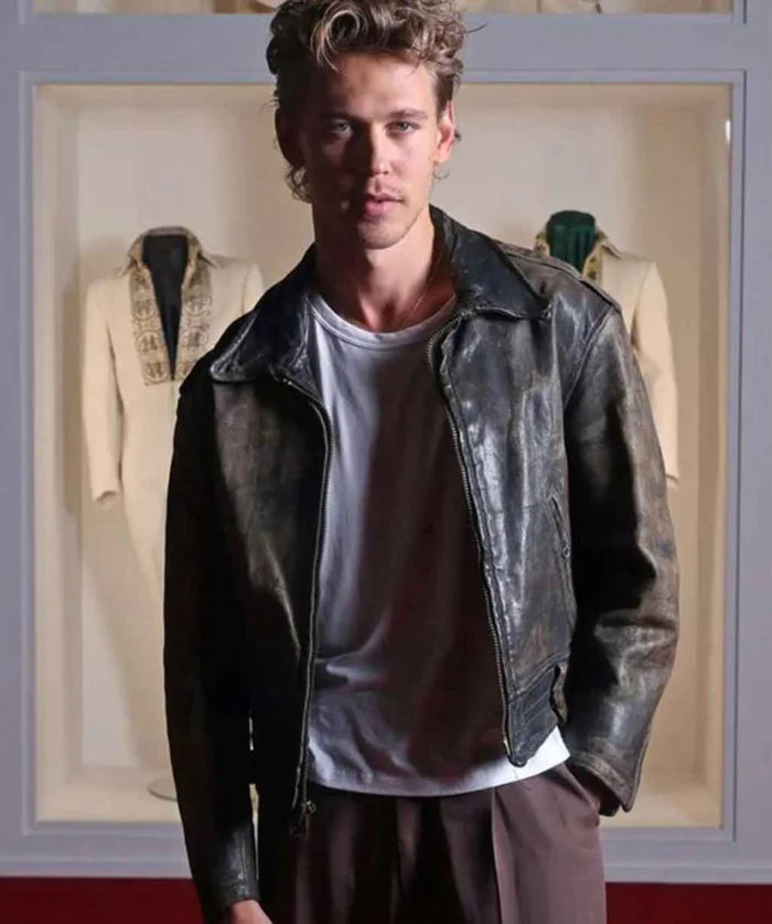 Austin Butler Black Distressed Leather Jacket