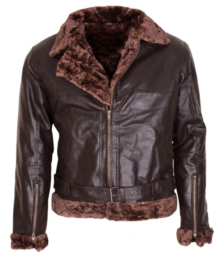Men’s B3 Brown Aviator Shearling Leather Jacket