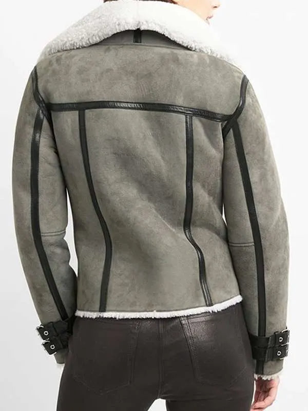 Hollywood Jackets Women’s B3 Bomber Shearling Suede Leather Jacket