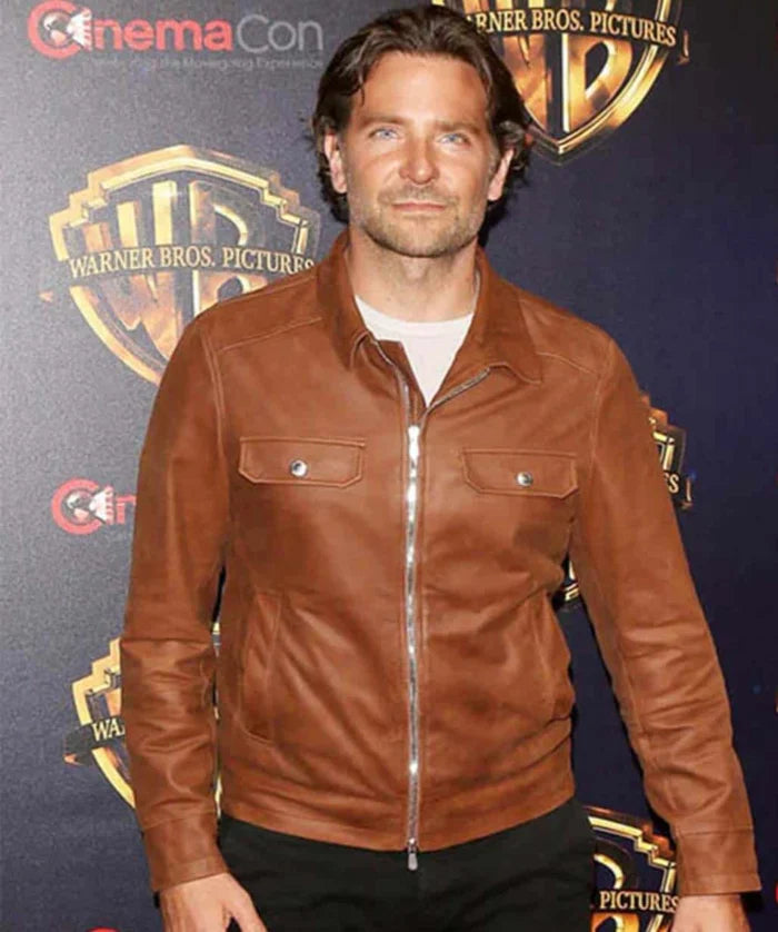 Classic Brown Leather Jacket in Bradley Cooper Style