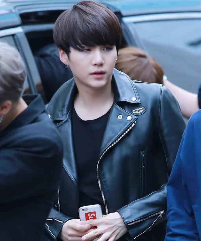 Suga Inspired Black Leather Jacket