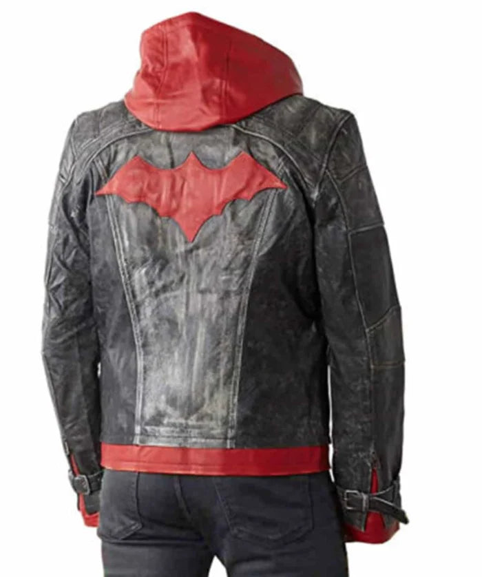 Tactical Red Hood Leather Jacket for Cosplay