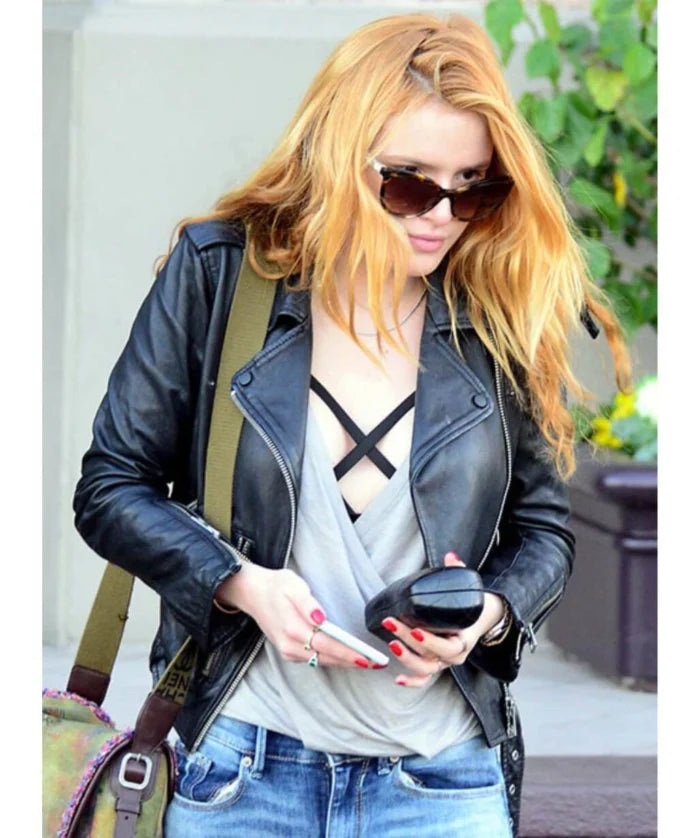 Hollywood Jackets Bella Thorne Inspired Biker Leather Jacket