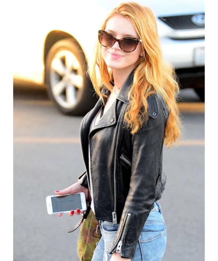 Hollywood Jackets Bella Thorne Inspired Biker Leather Jacket