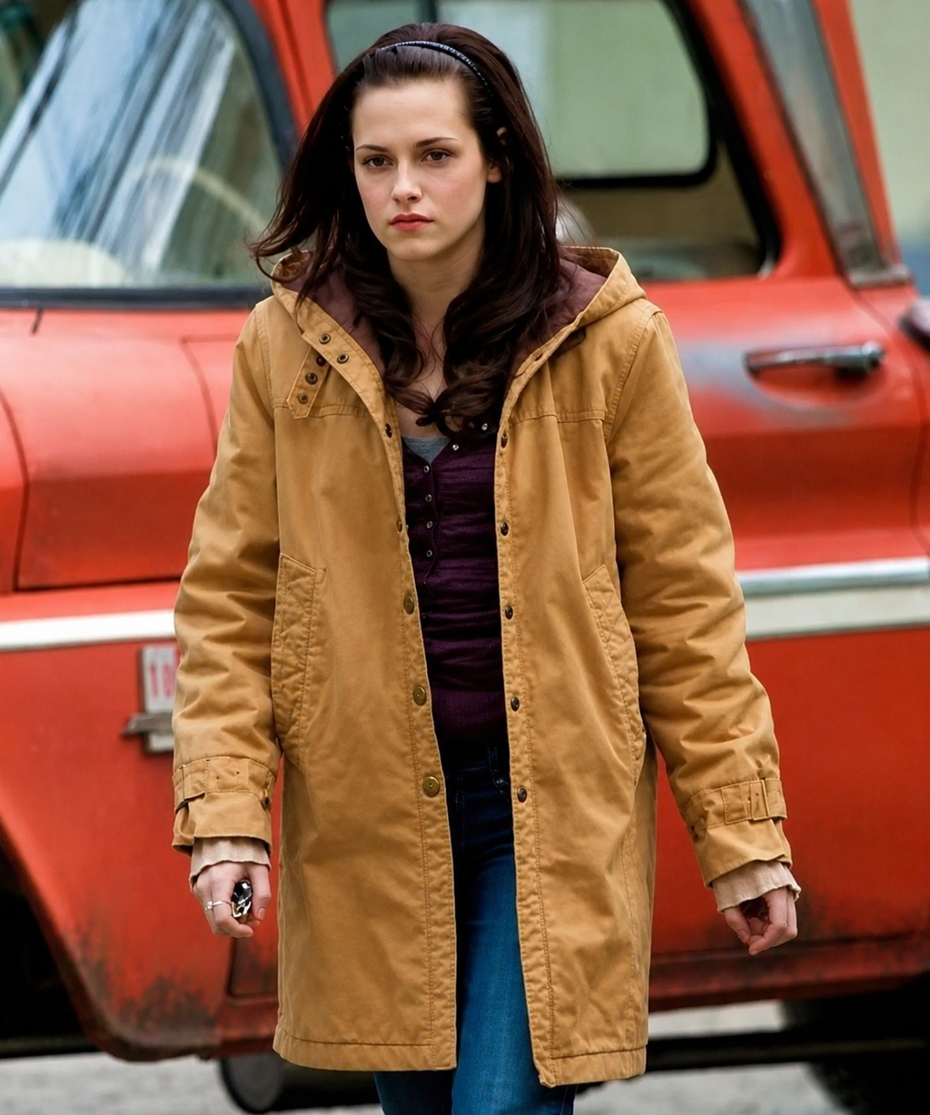 Hollywood Jackets Bella Swan Tan Cotton Coat Inspired by The Twilight Saga