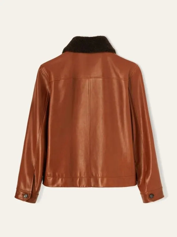 Hollywood Jackets Brad Pitt Art Exhibit LA Brown Shearling Leather Jacket
