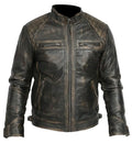 Men's Distressed Motorcycle Leather Jacket