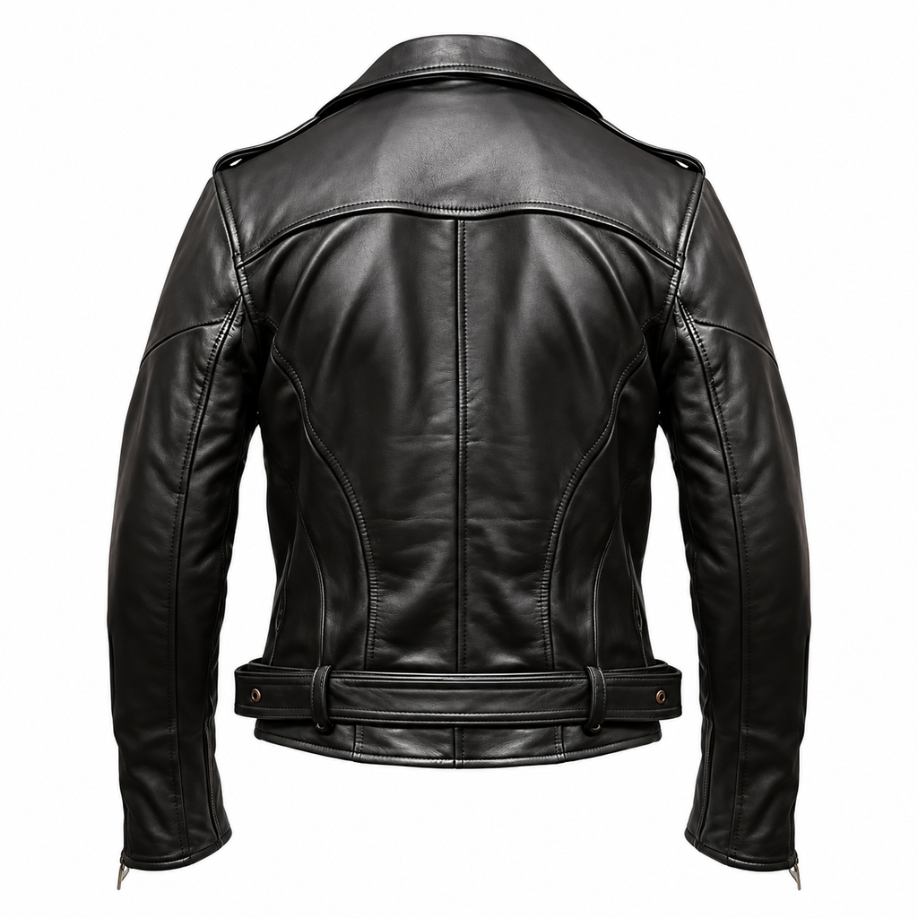 Hollywood Jackets Men's Black Biker Genuine Leather Jacket