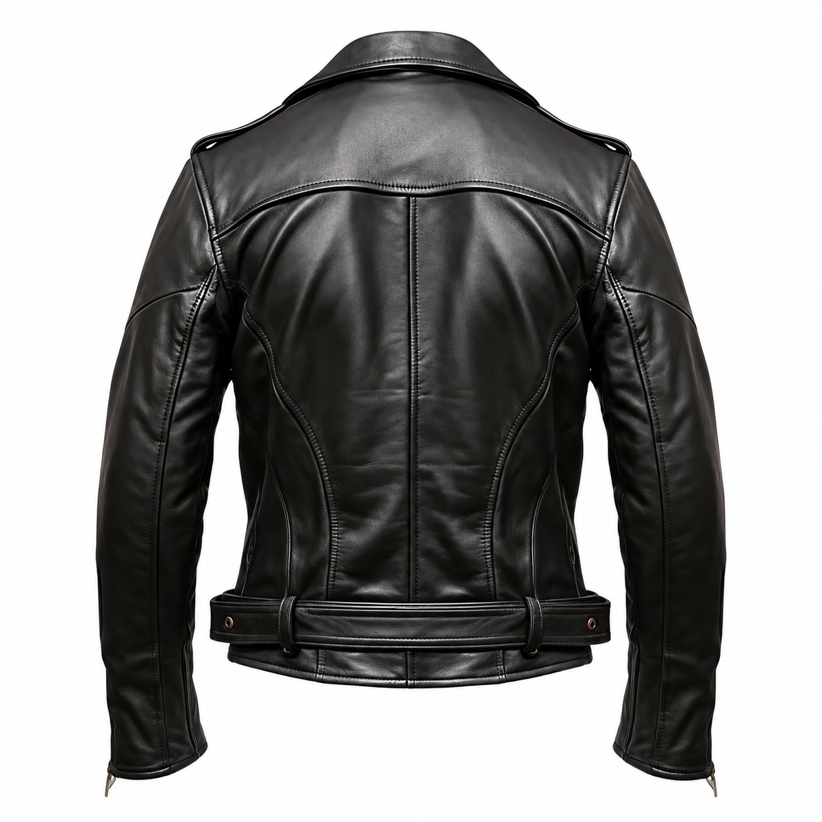 Hollywood Jackets Men's Black Biker Genuine Leather Jacket