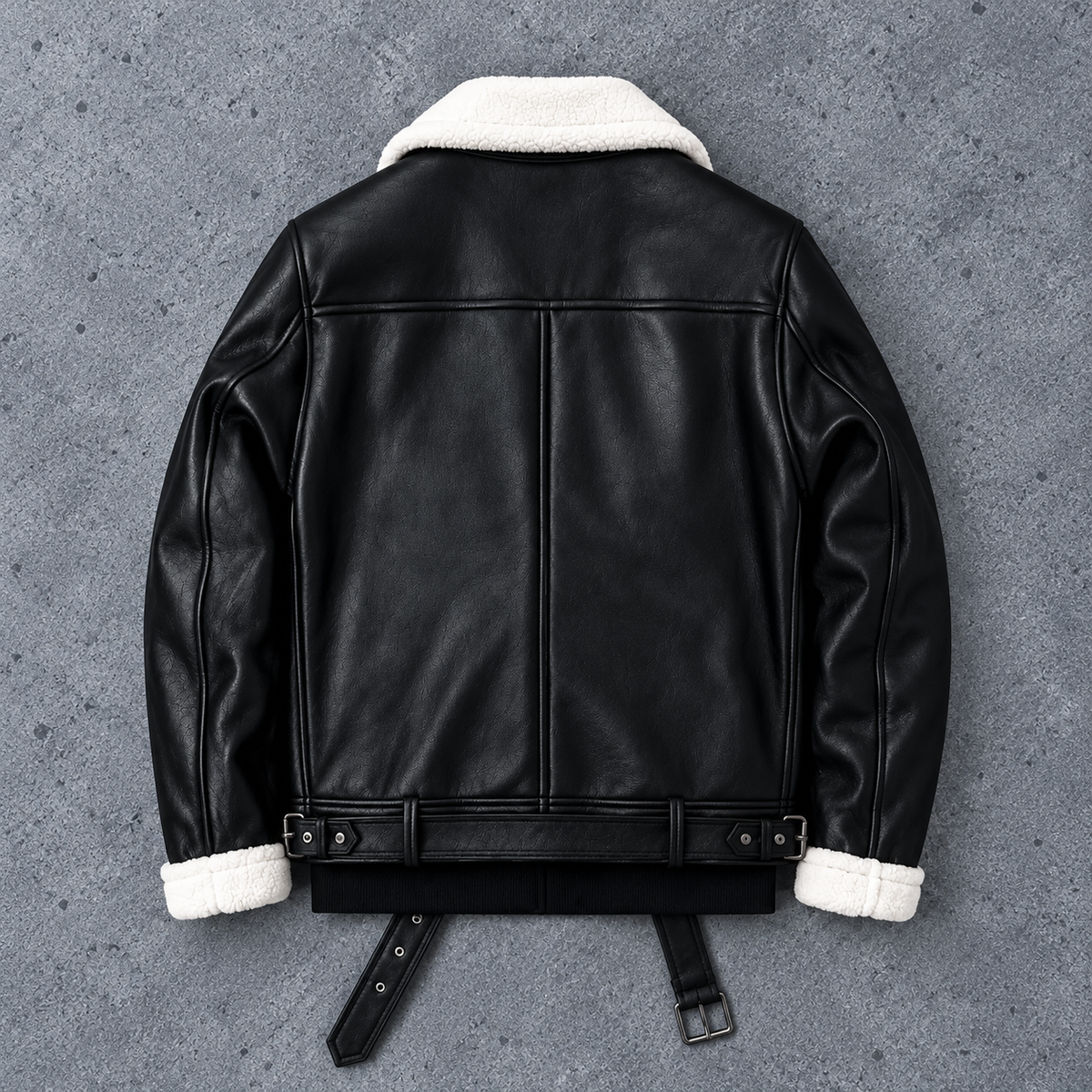 Hollywood Jackets Men’s Black Leather Shearling Aviator Jacket