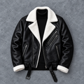 Hollywood Jackets Men’s Black Leather Shearling Aviator Jacket