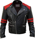 Hollywood Jackets Brando Classic Black and Red Biker Leather Jacket
