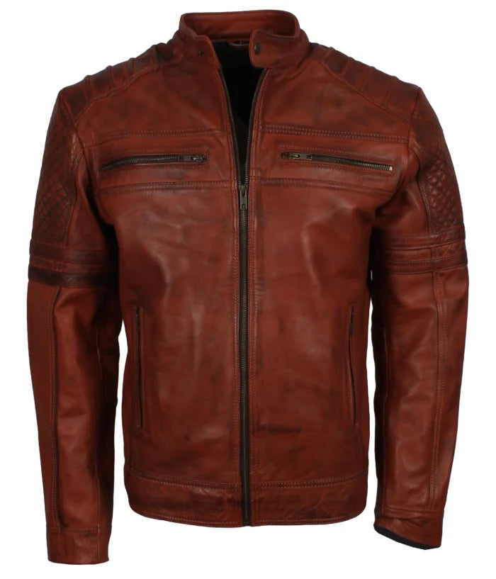 Men’s Brown Vintage Quilted Fashion Leather Jacke