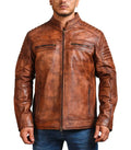 Hollywood Jackets Men’s Brown Cowhide Café Racer Leather Jacket