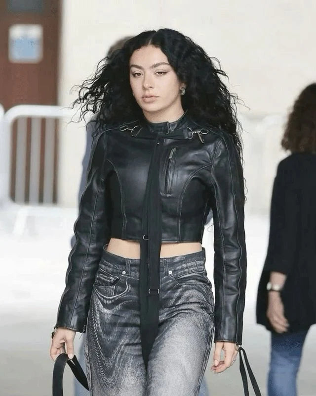 Hollywood Jackets Charli XCX Cropped Leather Biker Jacket