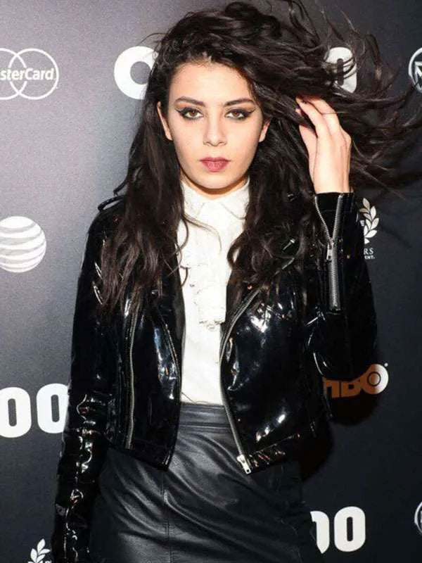 Hollywood Jackets Charli XCX Inspired Black Patent Leather Biker Jacket