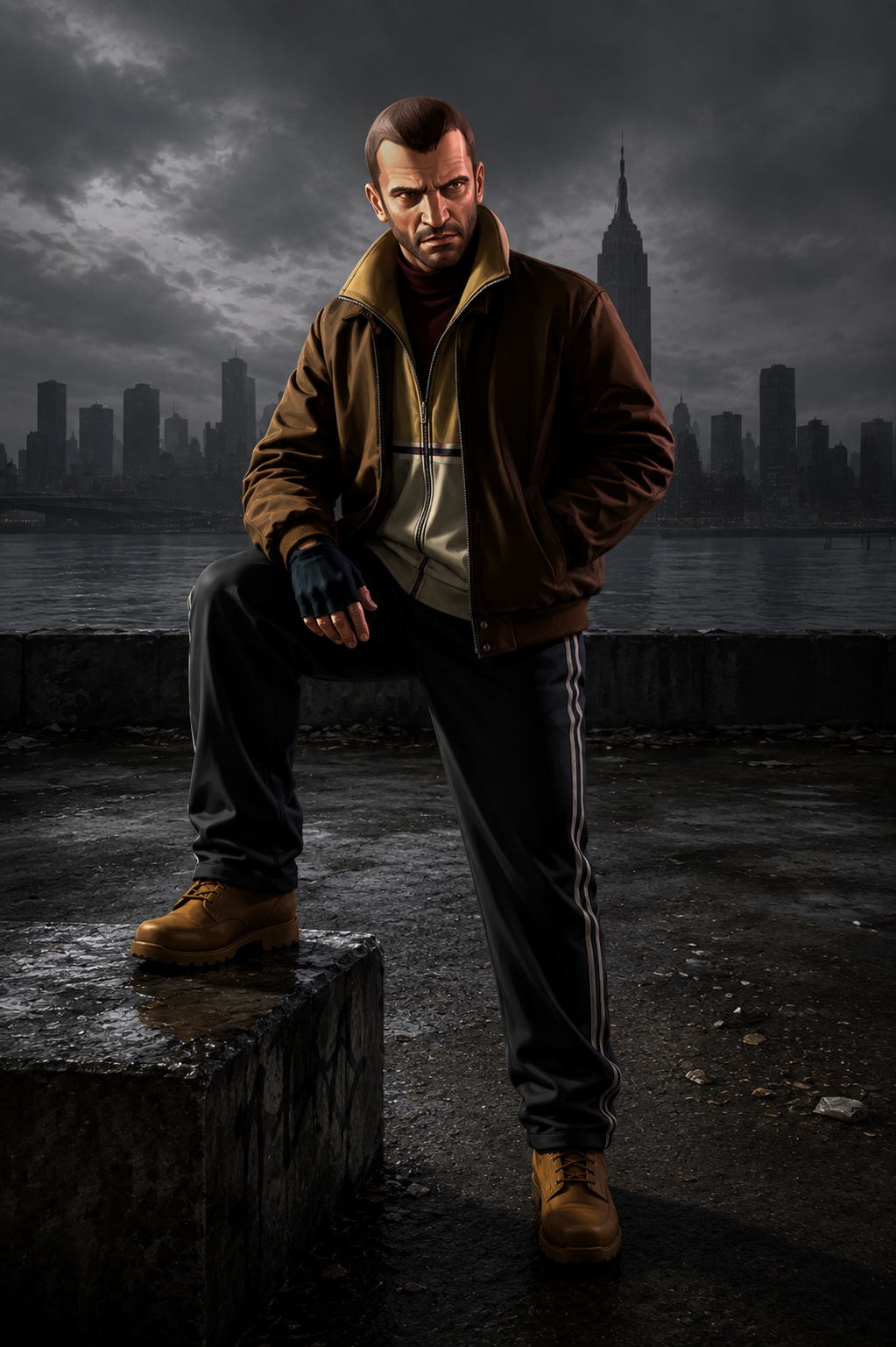 Hollywood Jackets GTA IV Niko Bellic Classic Brown Leather Jacket