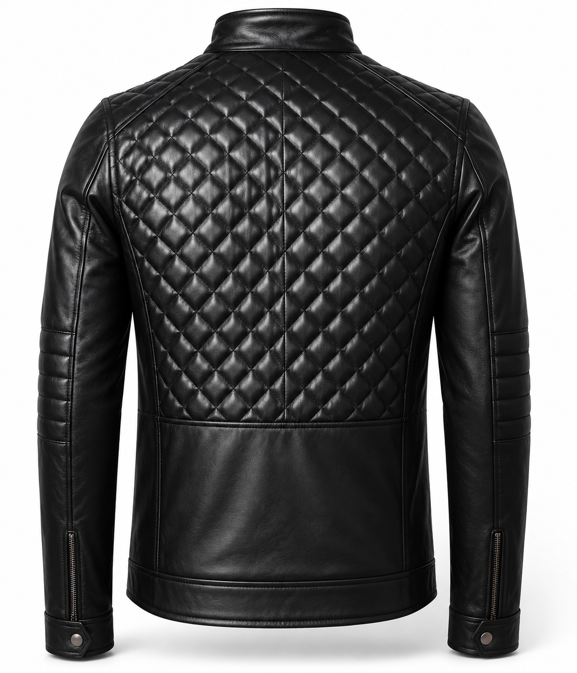 Hollywood Jackets Men's Black Quilted Leather Biker Jacket